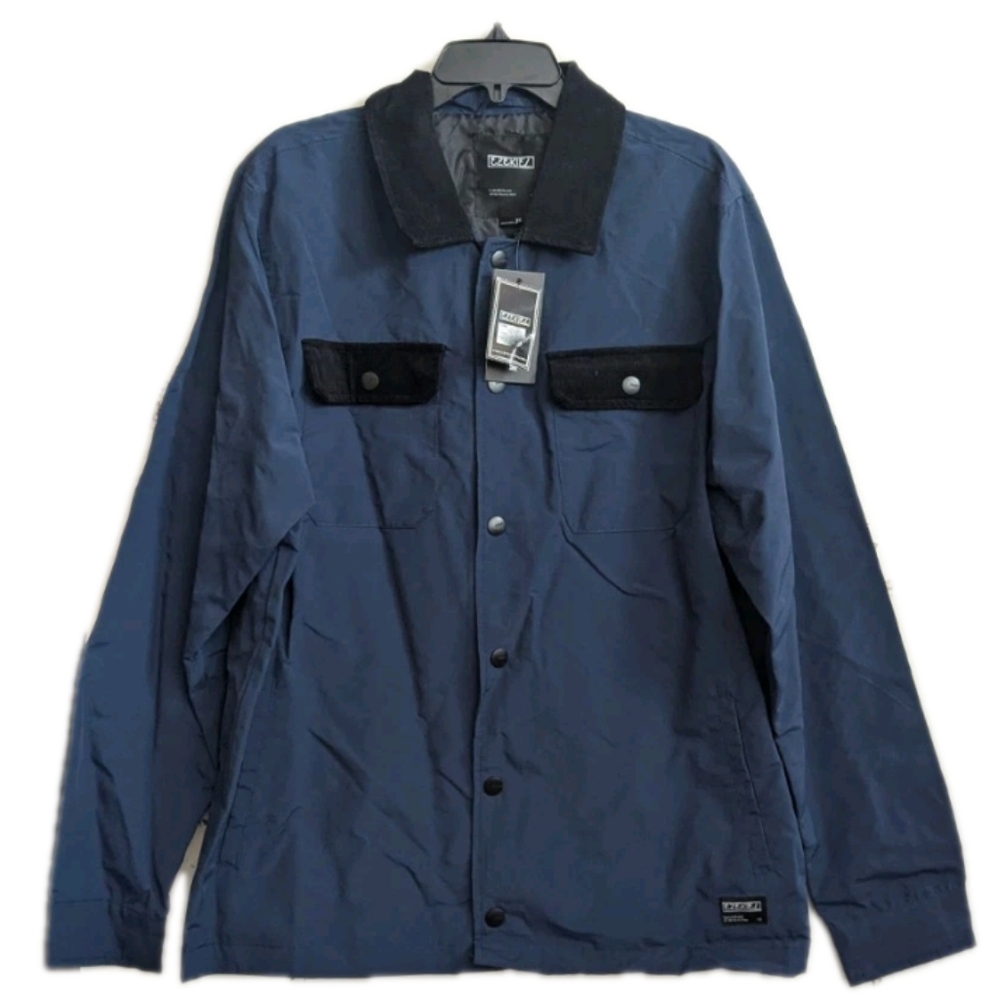 Ezekiel Marley Button Snap Shirt Jacket Men's Size XL Navy Blue Windbreaker NWT